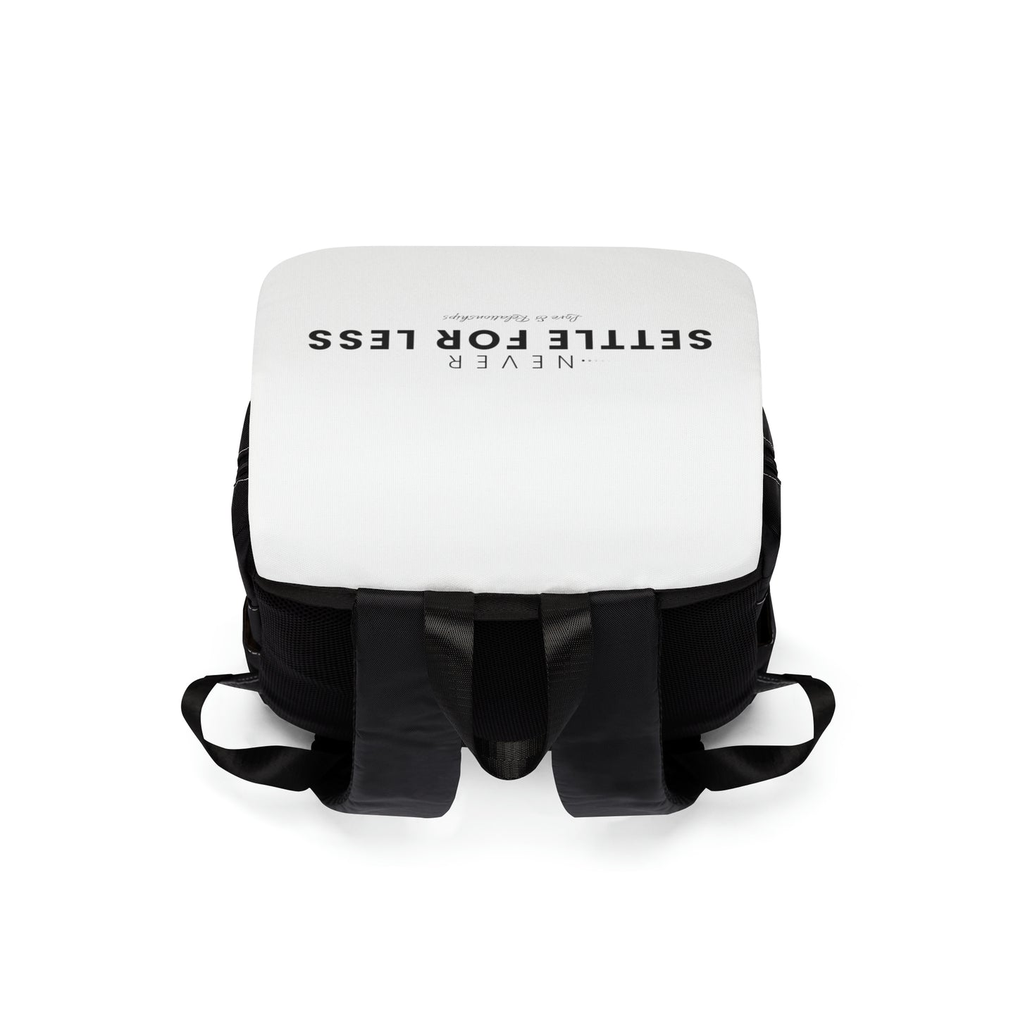 Never Settle For Less White Casual Shoulder Backpack