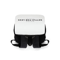 Never Settle For Less White Casual Shoulder Backpack