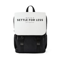 Never Settle For Less White Casual Shoulder Backpack