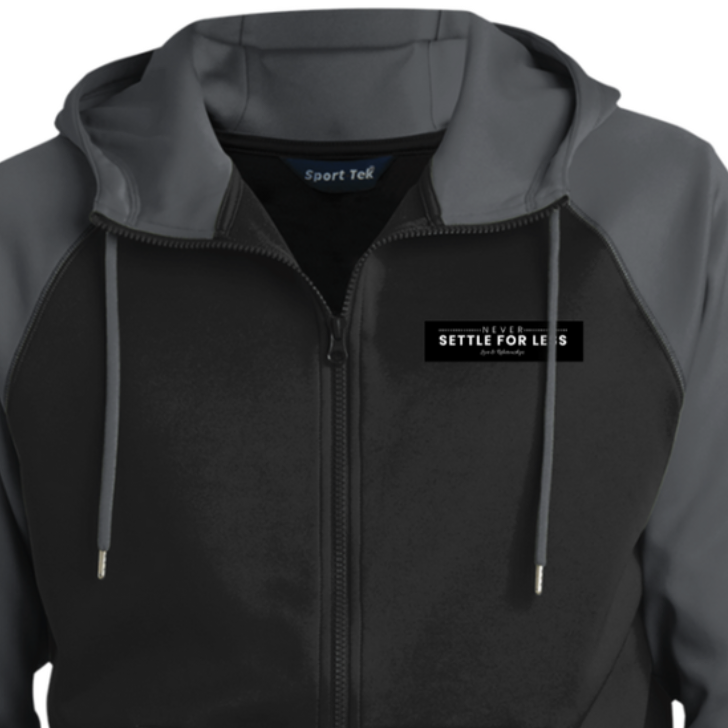 Men's Never Settle For Less Black Full-Zip Hooded Jacket