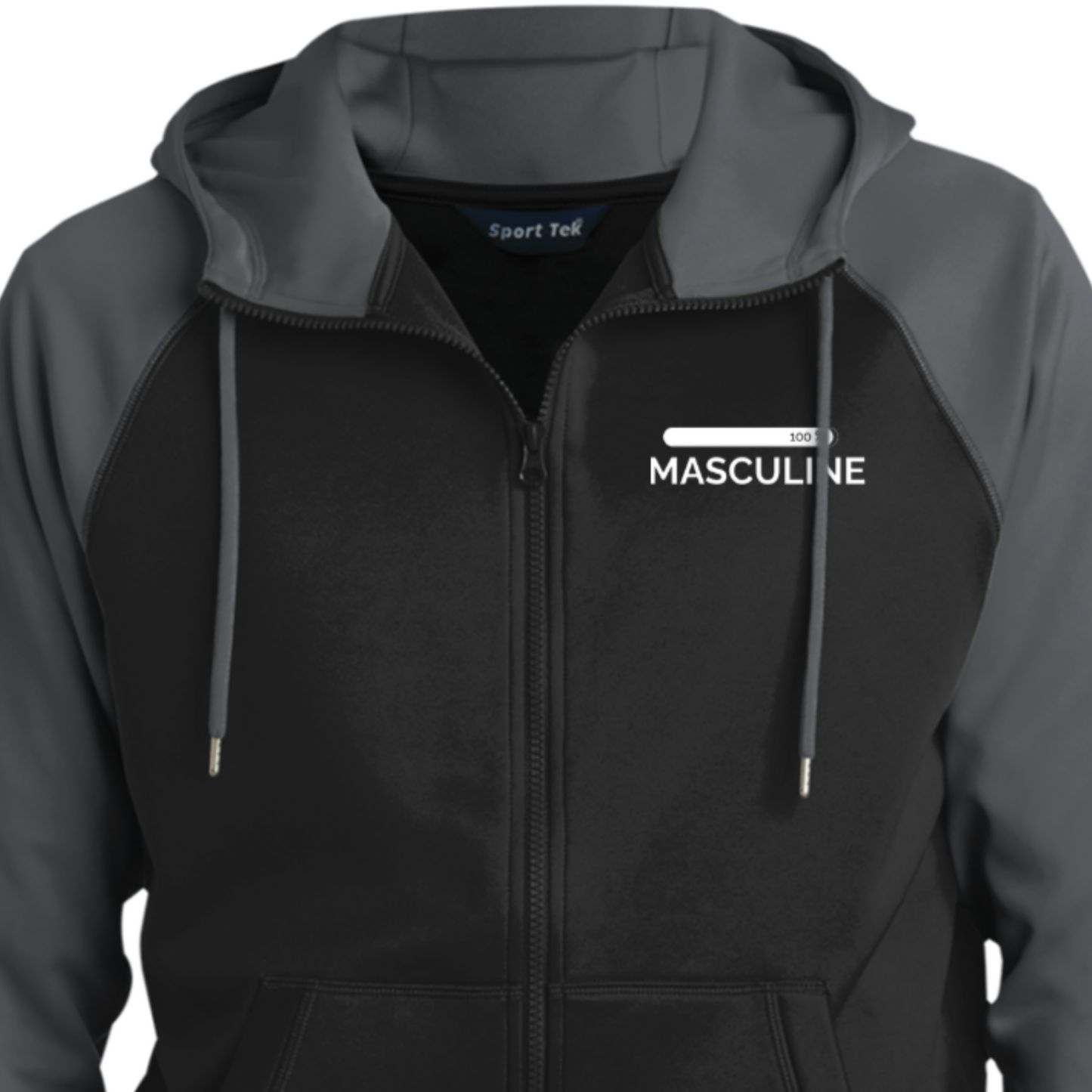 Men's Masculine Black Full-Zip Hooded Jacket