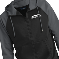 Men's Masculine Black Full-Zip Hooded Jacket