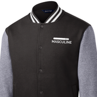 Men's Masculine Black Fleece Letterman Jacket