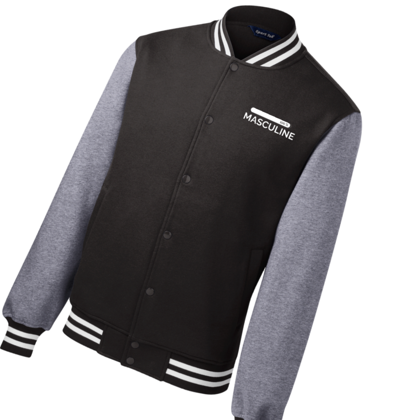 Men's Masculine Black Fleece Letterman Jacket