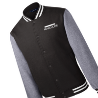 Men's Masculine Black Fleece Letterman Jacket