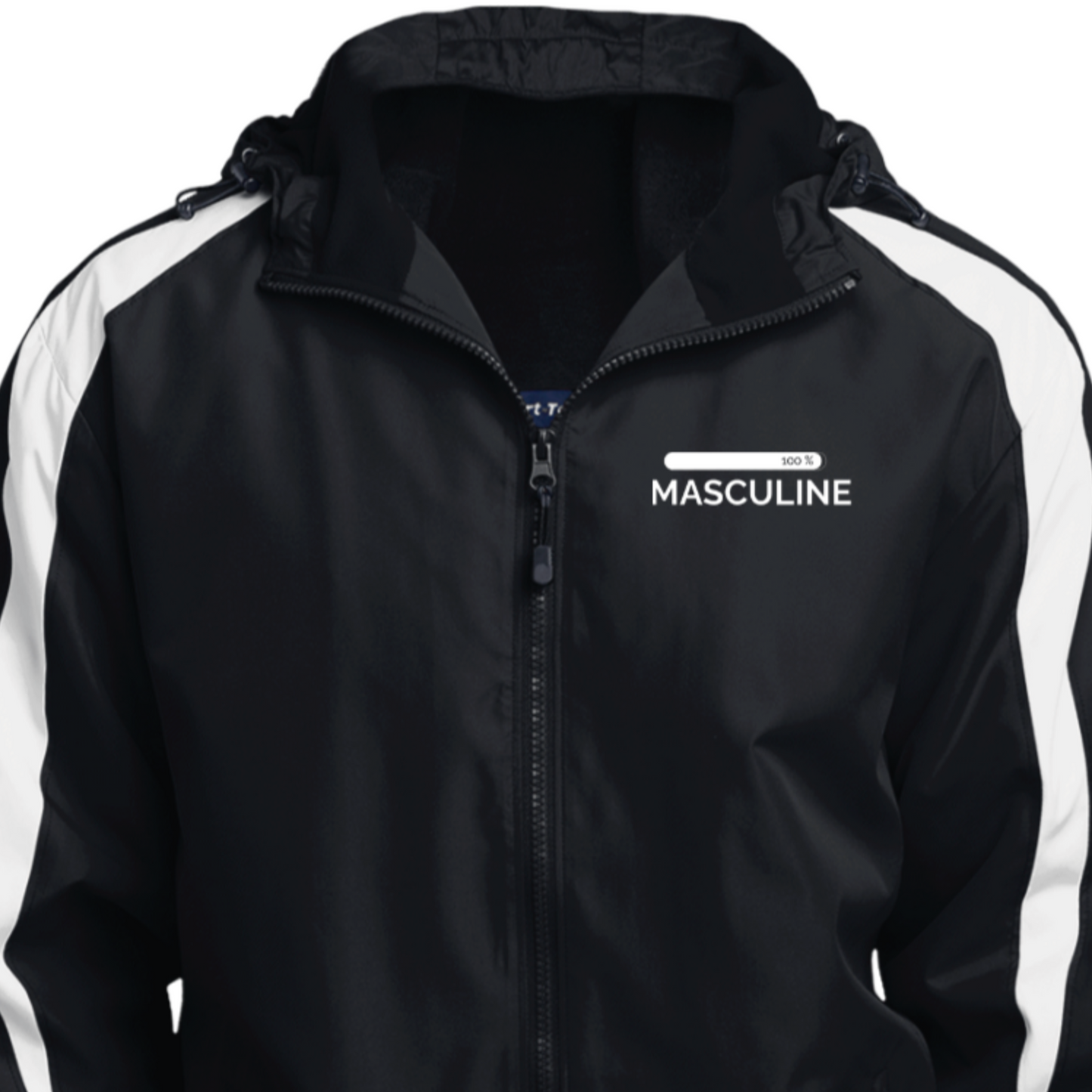 Men's Masculine Black & White Hooded Jacket