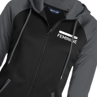 Woman's Feminine Black Full-Zip Hooded Jacket