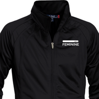 Woman's Feminine Black Raglan Sleeve Warmup Jacket