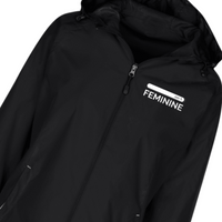 Woman's Feminine Black Hooded Windbreaker