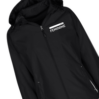 Woman's Feminine Black Hooded Windbreaker