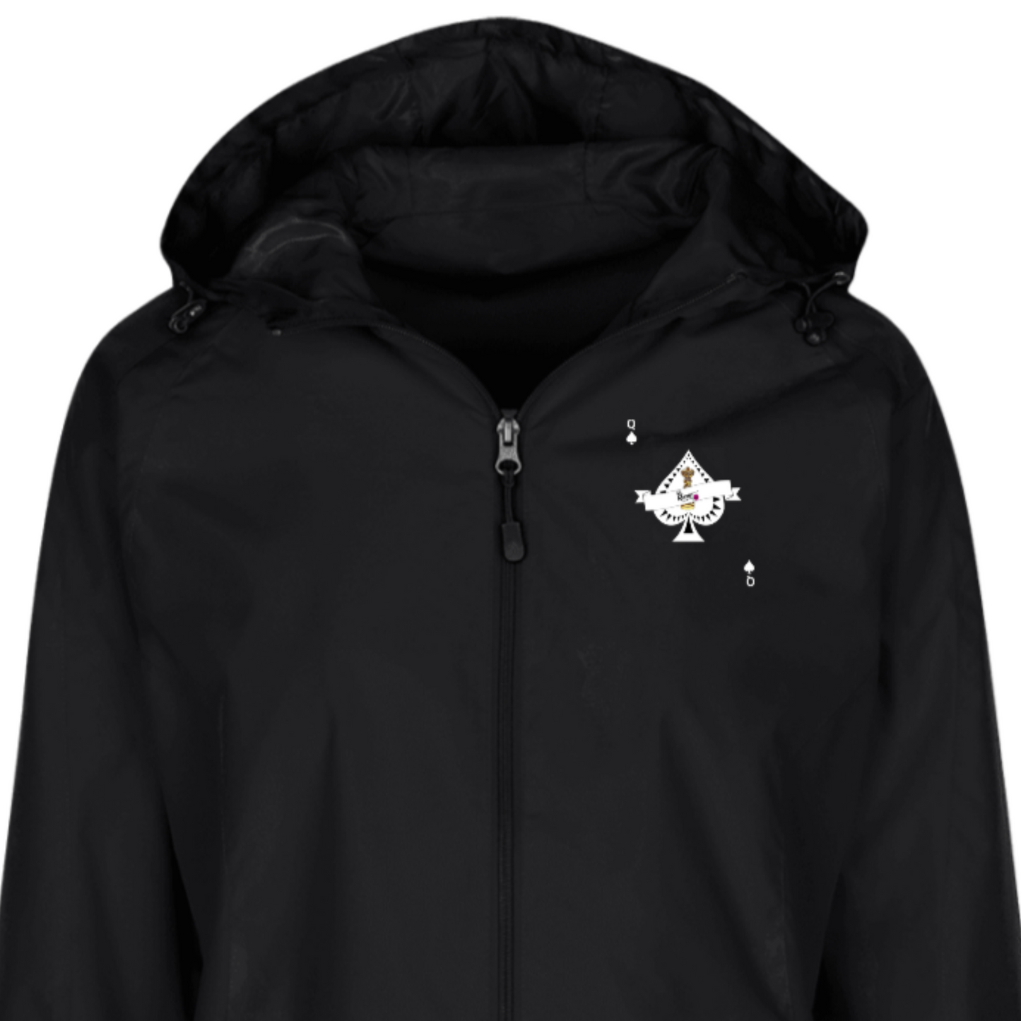 Woman's Ace King Black Hooded Windbreaker