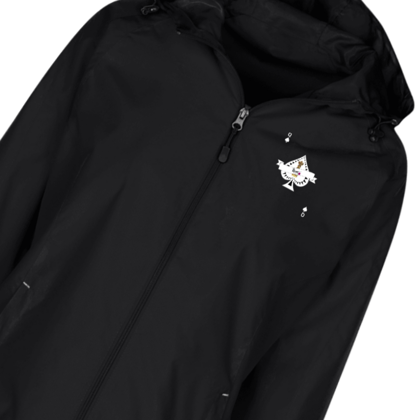 Woman's Ace King Black Hooded Windbreaker