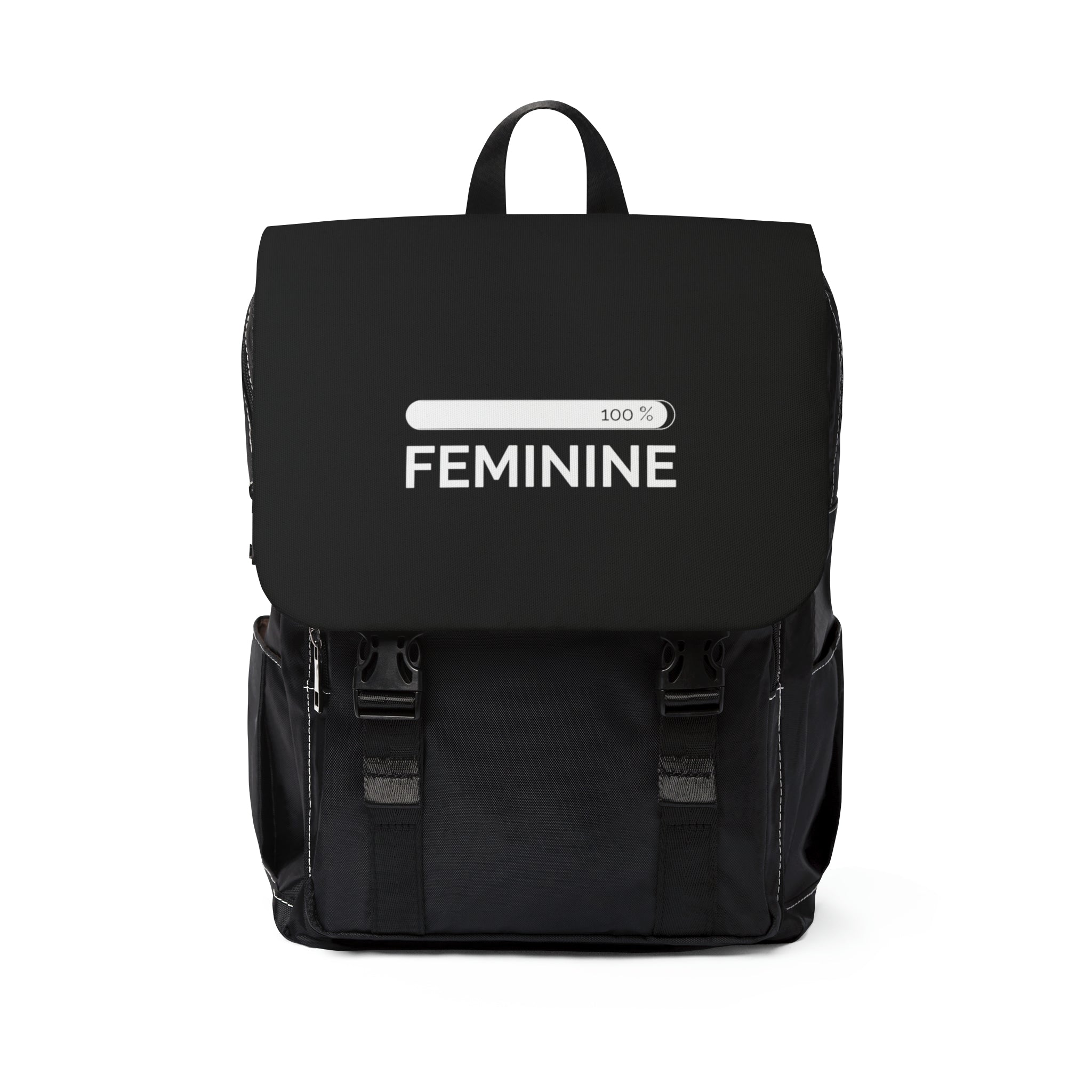 Woman's Feminine Black Casual Shoulder Backpack