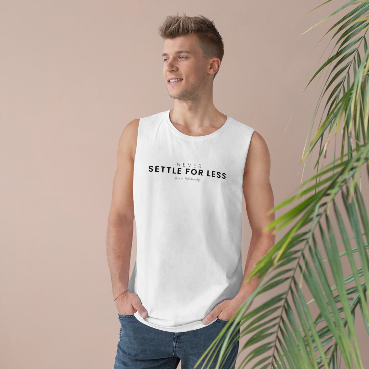 Men's Never Settle For Less White Tank