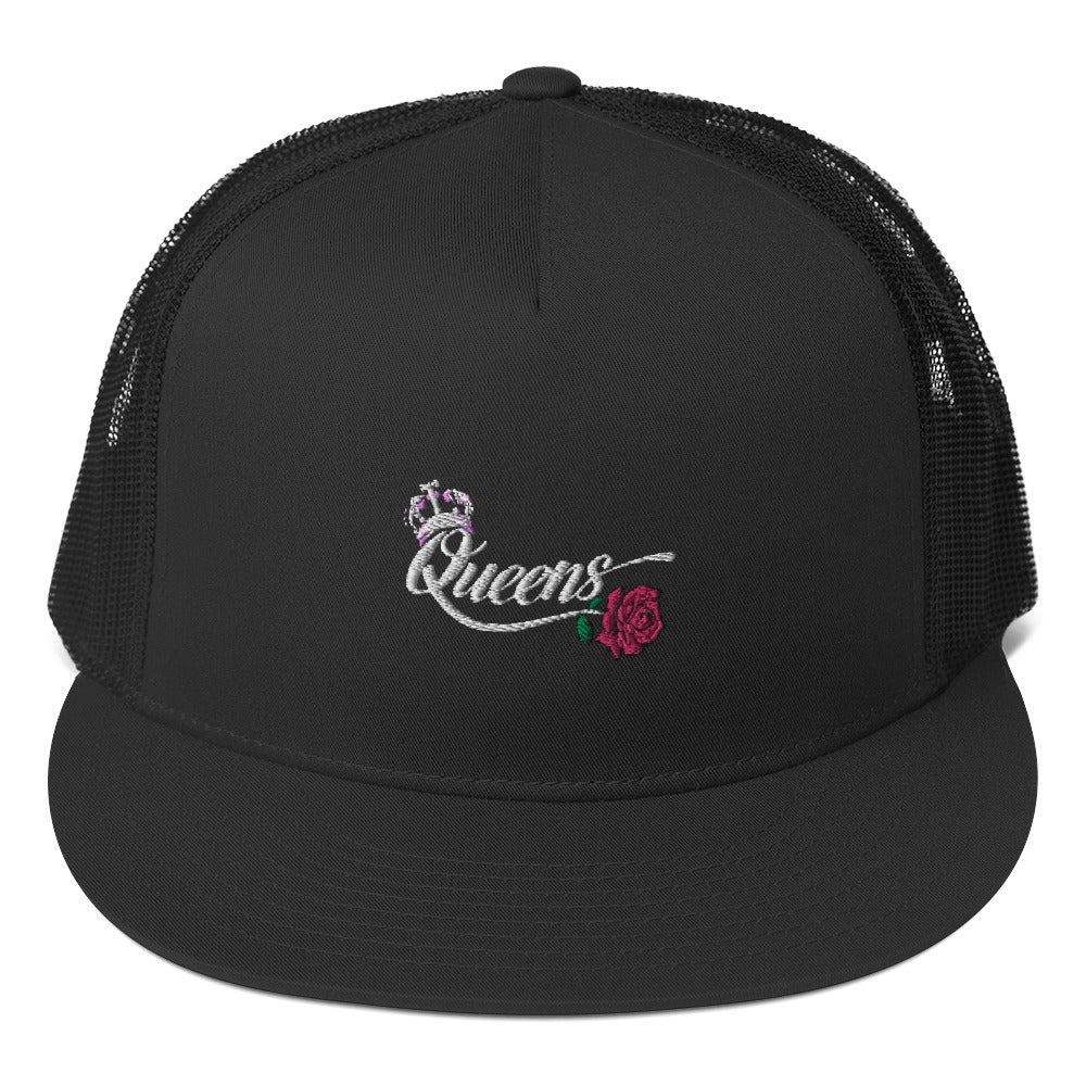 Woman's Queen Black Trucker Cap