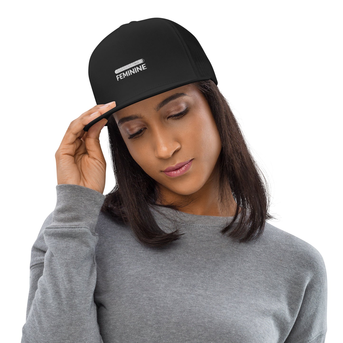 Woman's Feminine Black Trucker Cap