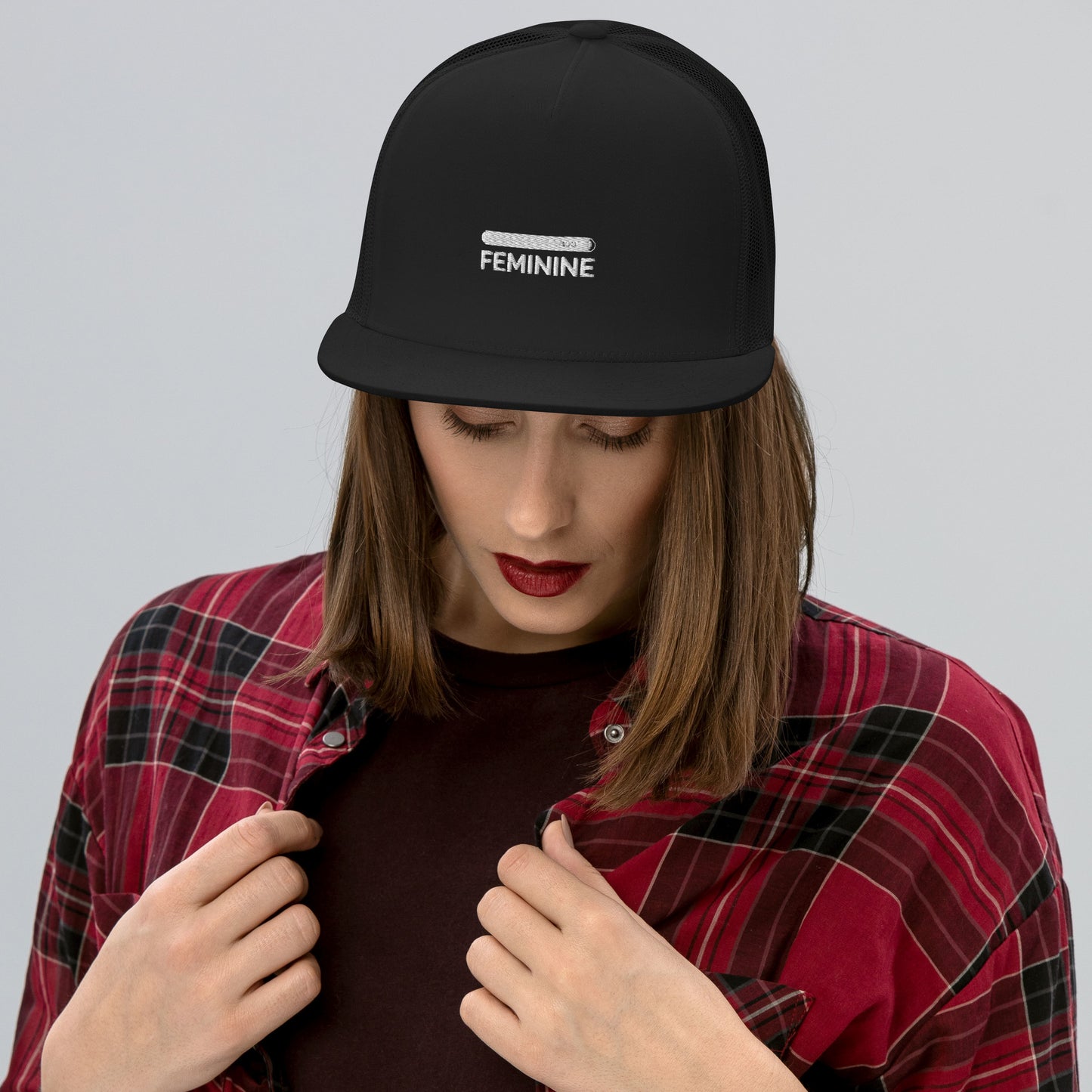 Woman's Feminine Black Trucker Cap