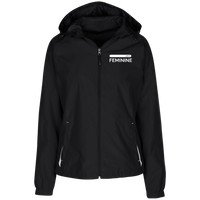 Woman's Feminine Black Hooded Windbreaker