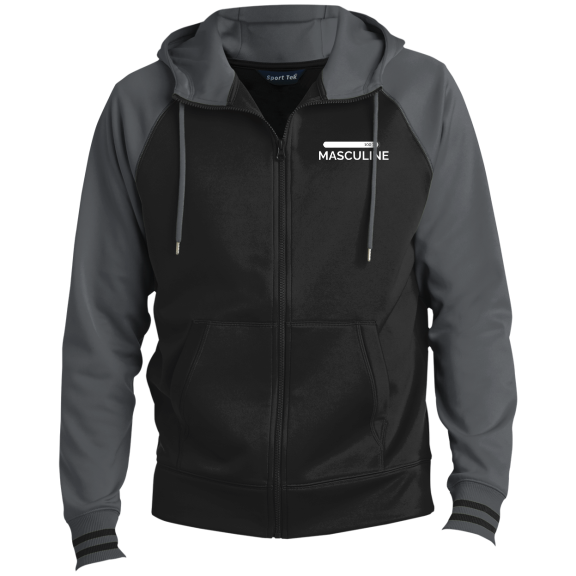 Men's Masculine Black Full-Zip Hooded Jacket