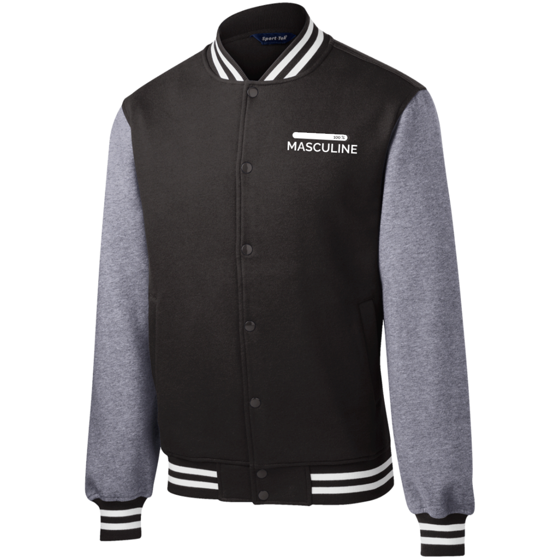 Men's Masculine Black Fleece Letterman Jacket