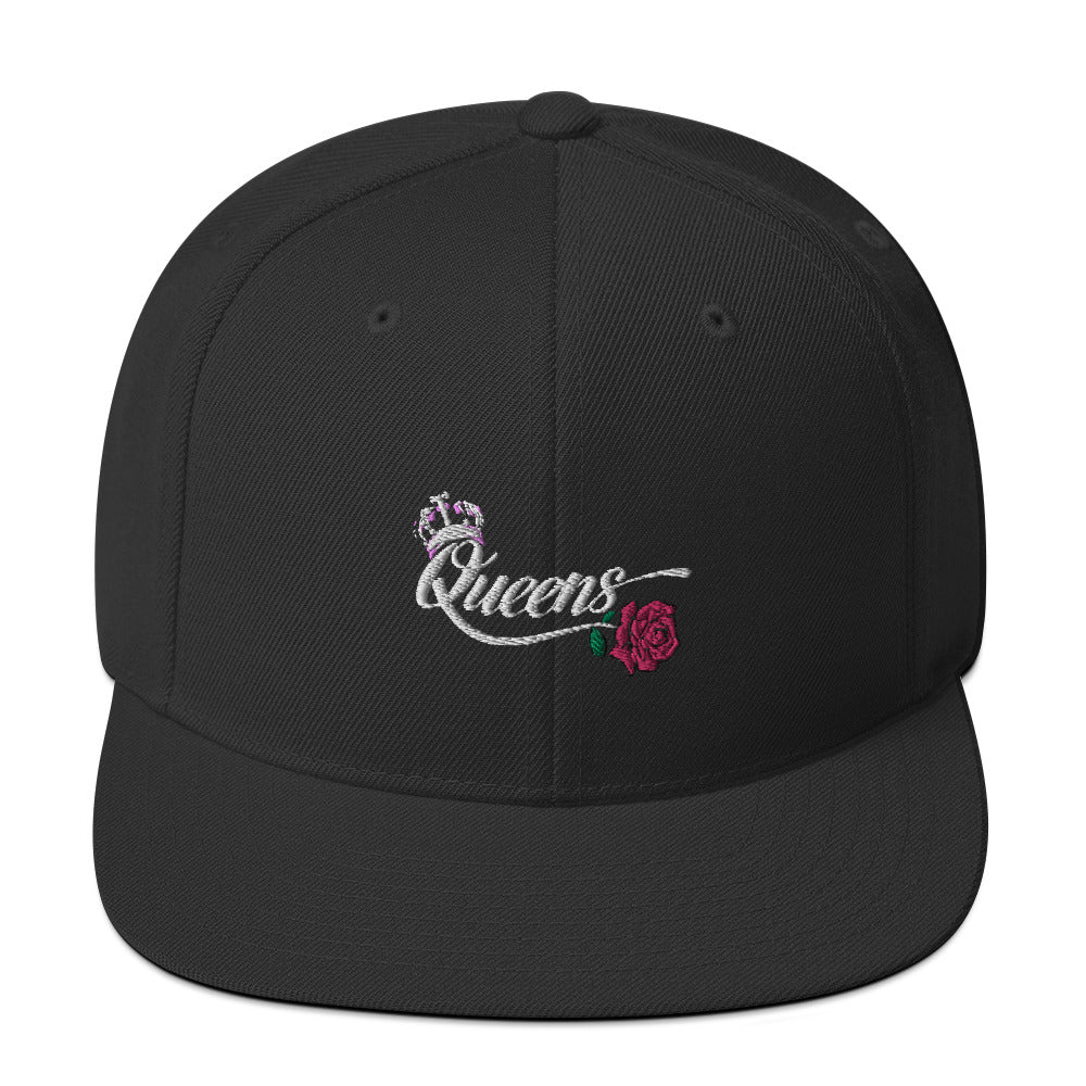 Woman's Queen Black Snapback Hat