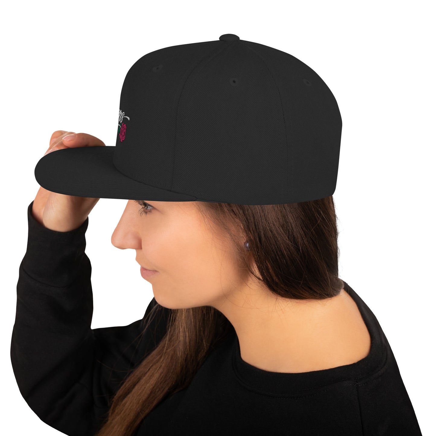 Woman's Queen Black Snapback Hat