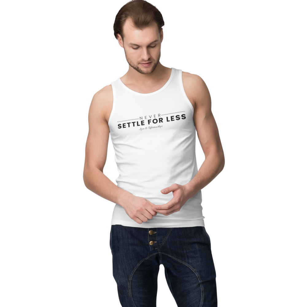 Men's Never Settle For Less White Tank